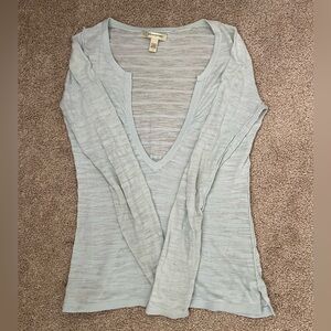 Banana Republic Light Blue V-Neck Long Sleeve Top